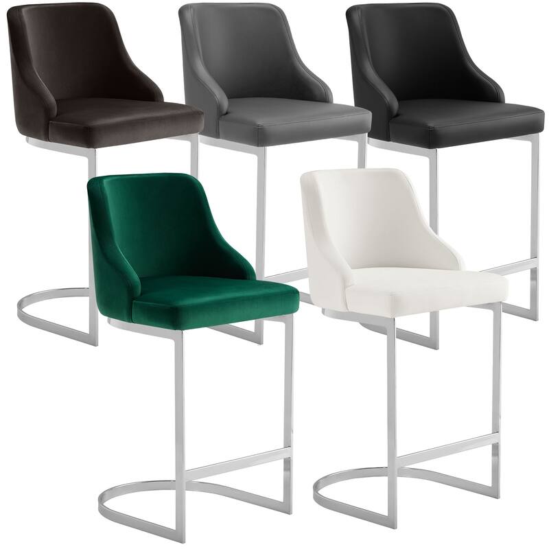 25.8'' Velvet/Leather Counter Height Bar Stools, Set of 2/3 - 36.6"H x 18.9"W x 20.5"D