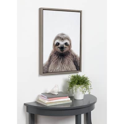 Kate and Laurel Sylvie Sloth Color Framed Canvas by Simon Te Tai