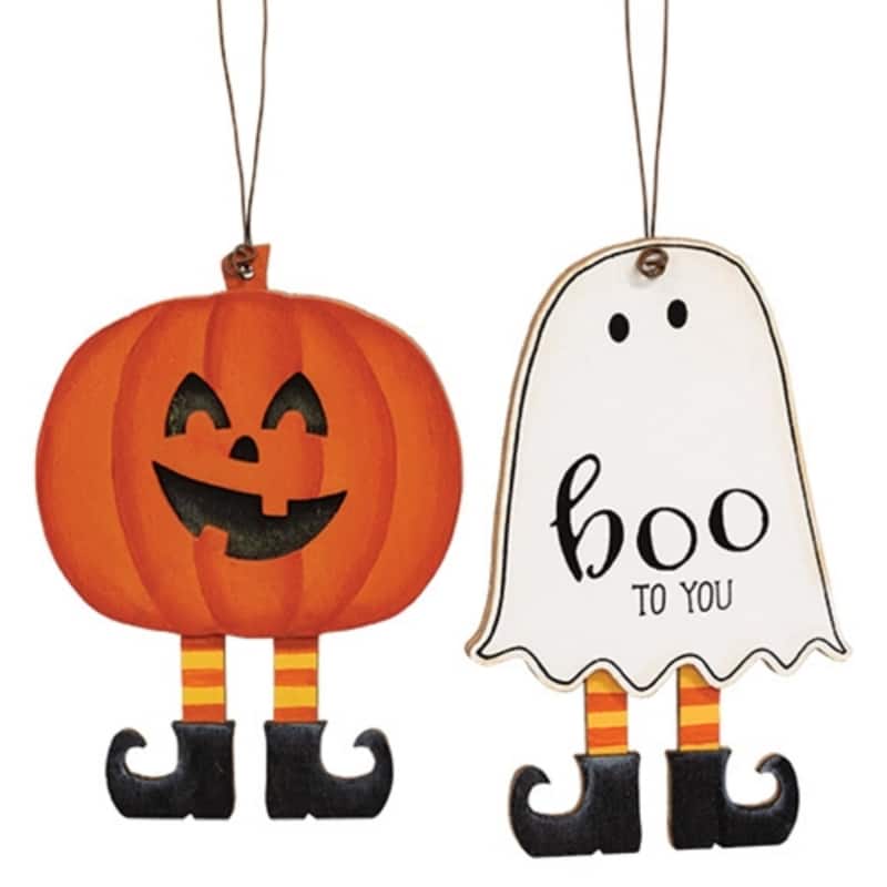 Boo to You Wooden Ghost or Jack Ornament - 2 Asstd.