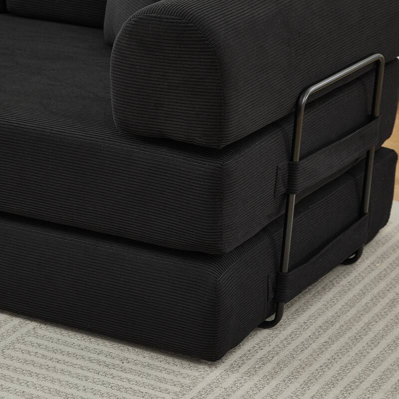 Folding Upholstered Sofa Bed, 78.5" Convertible Sleeper Sofa Bed with 2 Pillows, Fold Out Loveseat Couch, Futon Couch