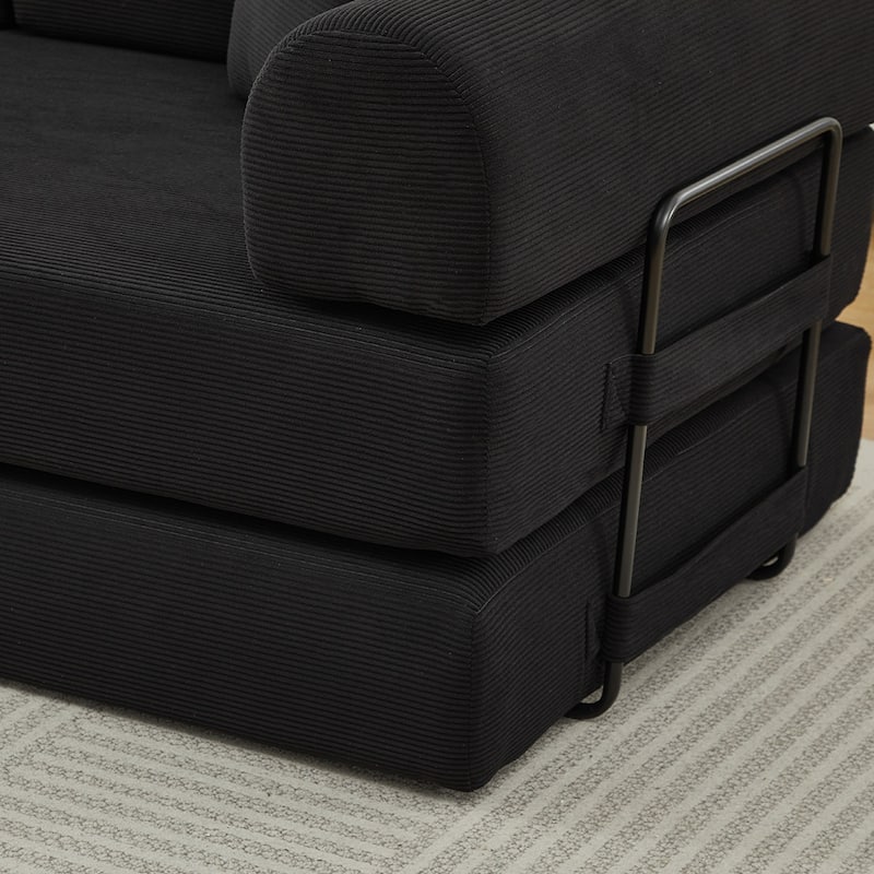 Sofa Bed with 2 Pillows, 3-Seater Convertible Sleeper Sofa, Foldable Couch Loveseat Daybed, No Assembly Required