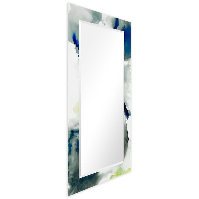 Ephemeral Rectangular Beveled Mirror on Free Floating Printed Tempered Art Glass - Clear - 54" x 28"