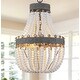 preview thumbnail 1 of 6, Bohemian Boho Beachy Wood Bead Chandelier white