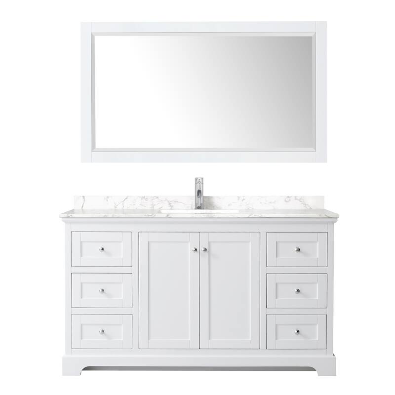 Avery 60 Inch Single Vanity, Cultured Marble Top, 58 Inch Mirror