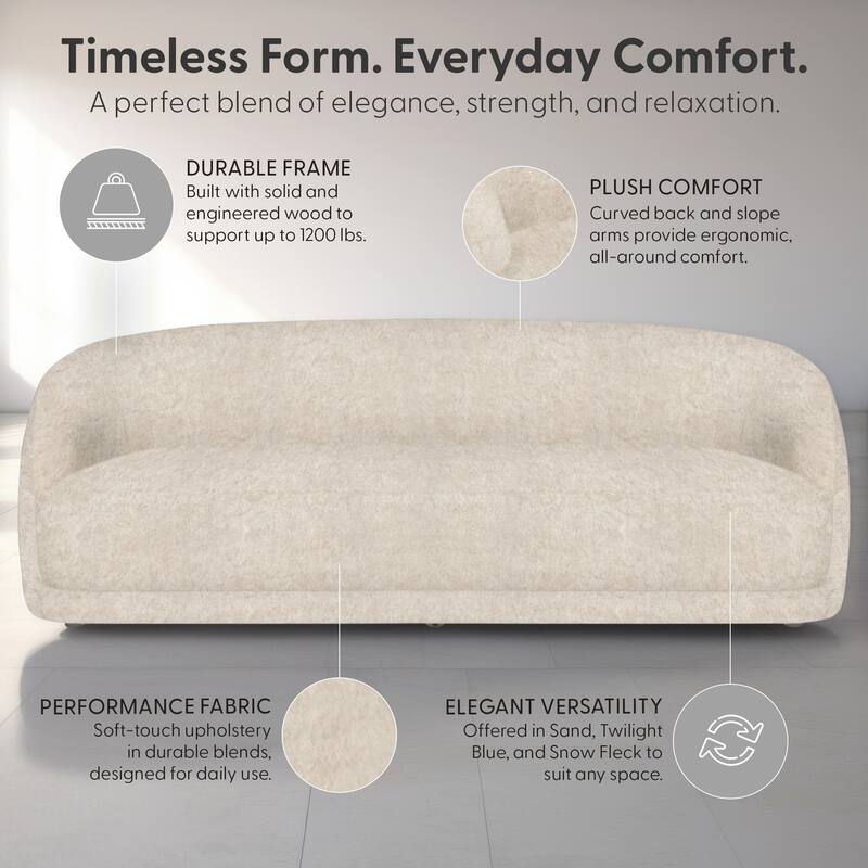 Figueroa 90 in. 3-Seater Sofa with Oval Seat and Slope Arms