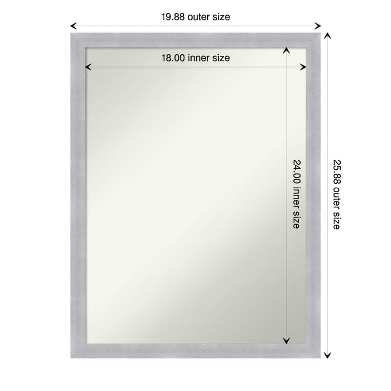 Non-Beveled Bathroom Wall Mirror - Grace Brushed Nickel Narrow Frame - 20 x 26 in - Grace Brushed Nickel Narrow