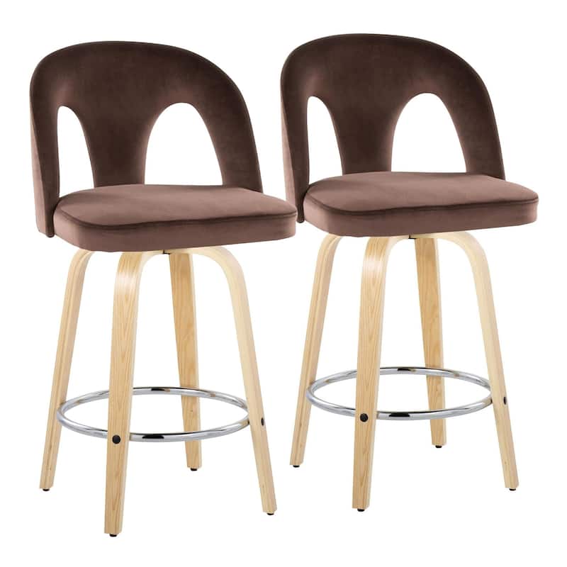 Ava Upholstered 26" Fixed-Height Counter Stool - Set of 2 - Espresso