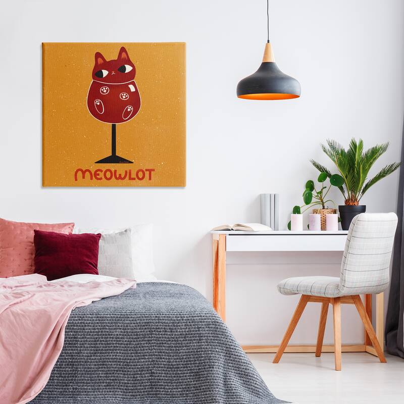 Stupell Meowlot Cat Merlot Canvas Wall Art Design By Carrie Cantwell