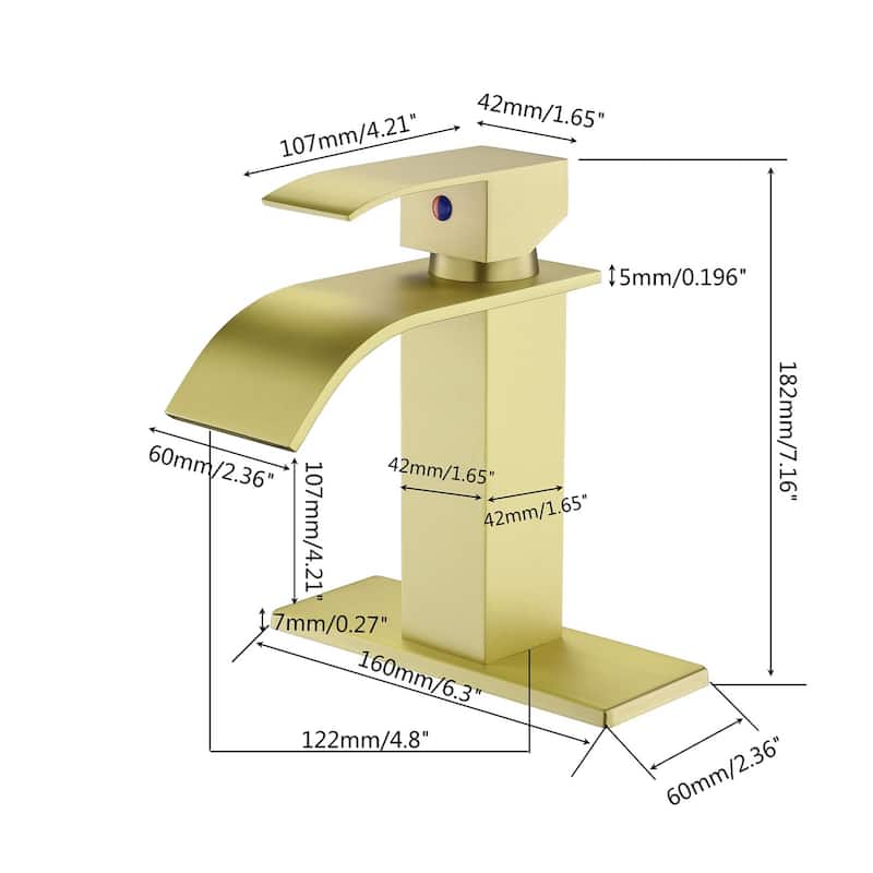 Waterfall Spout Bathroom Faucet,Single Handle Bathroom Vanity Sink Faucet