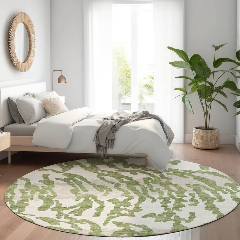 Premium Washable Super Soft Modern Tiger Mayfield Rug - Green - 8' x 8'