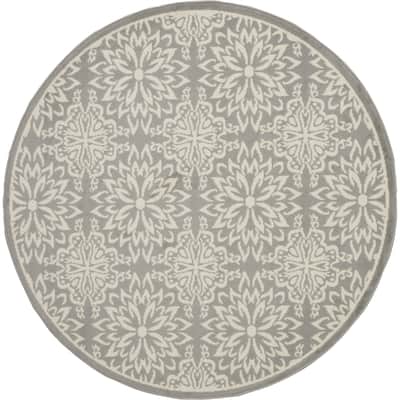 Ruzij Power Loomed Geometric Floral Area Rug By HomeRoots - 5' Round