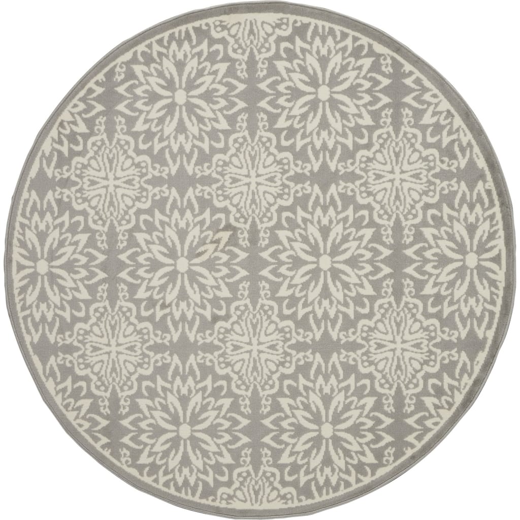 Ruzij Power Loomed Geometric Floral Area Rug By HomeRoots - 5' Round