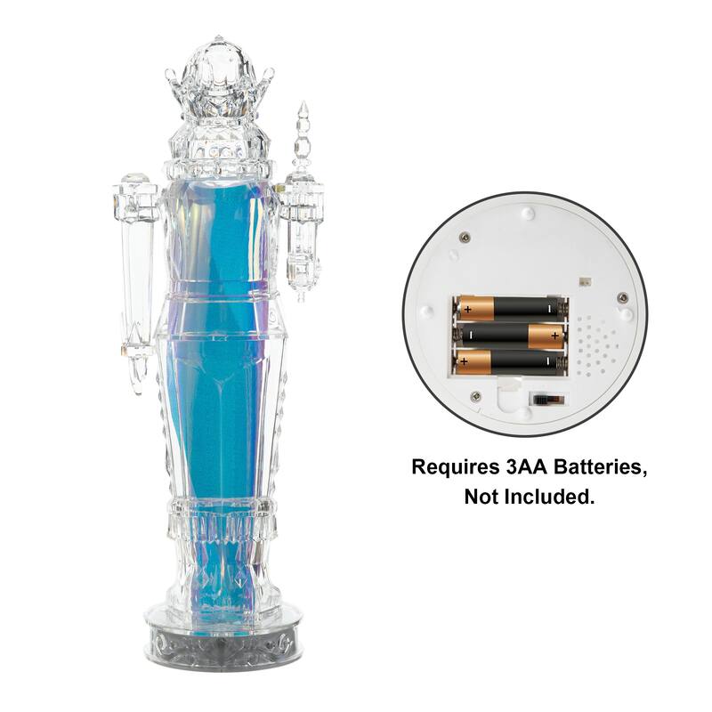Glitzhome 18"H Acrylic LED Color Changing Tabletop Nutcracker Figurine