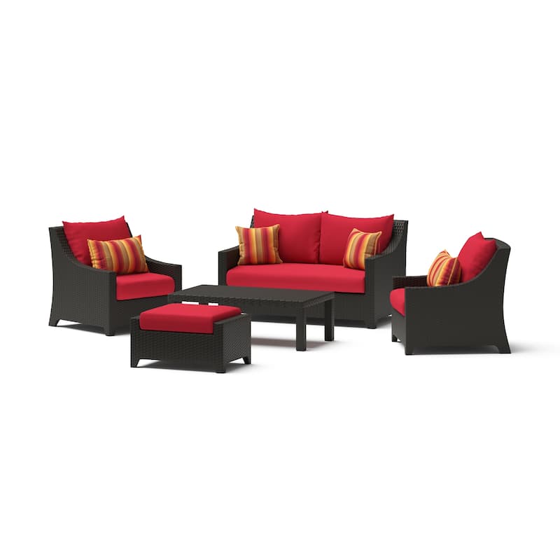 Deco 5 Piece Sunbrella Outdoor Patio Love & Club Seating Set