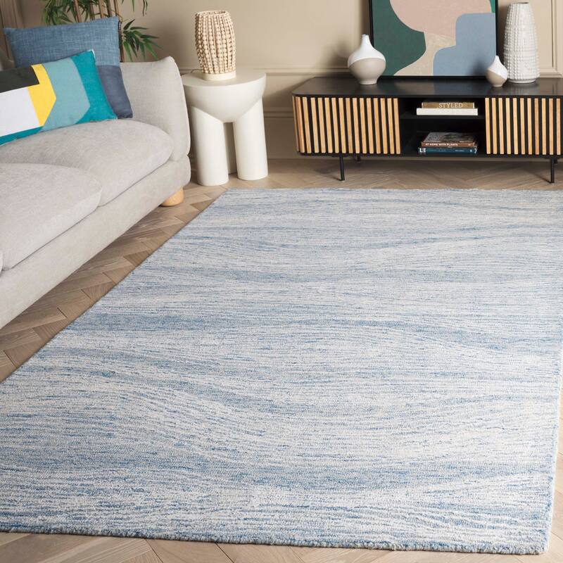 SAFAVIEH Handmade Metro Fetnete Modern Abstract Wool Rug - 5' x 8' - Blue/Ivory