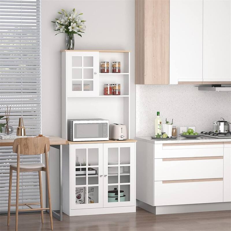 Kitchen Buffet with Hutch, Storage Pantry - 14.5"D x 31.5"W x 72"H