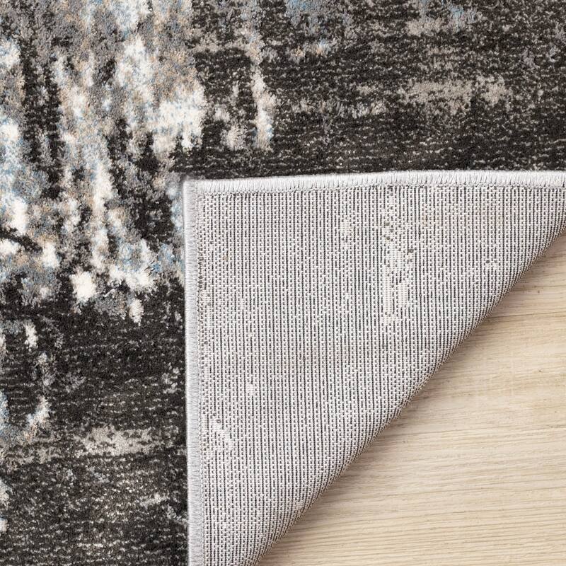 Grey Taupe Blue Distressed Area Rug