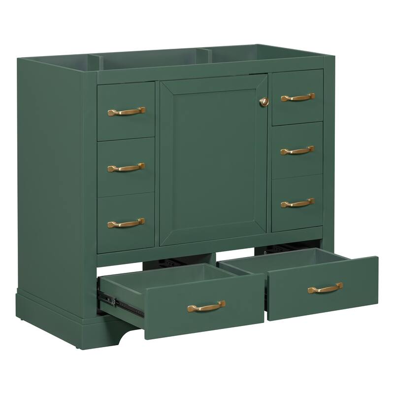 Roomfitters 36" Bathroom Vanity without Sink, Cabinet Base Only, 6 Drawers, Drawer Divider and Adjustable Shelf