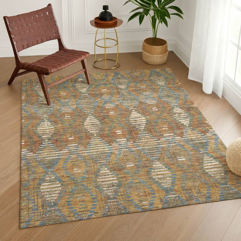 Machine Washable Indoor/ Outdoor Modern Ignacio Chantille Rug