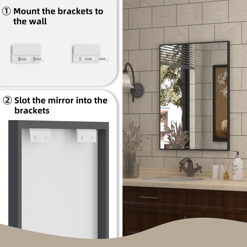 QuivaraView Wall Mounted Aluminum Frame Bathroom Vanity Mirror