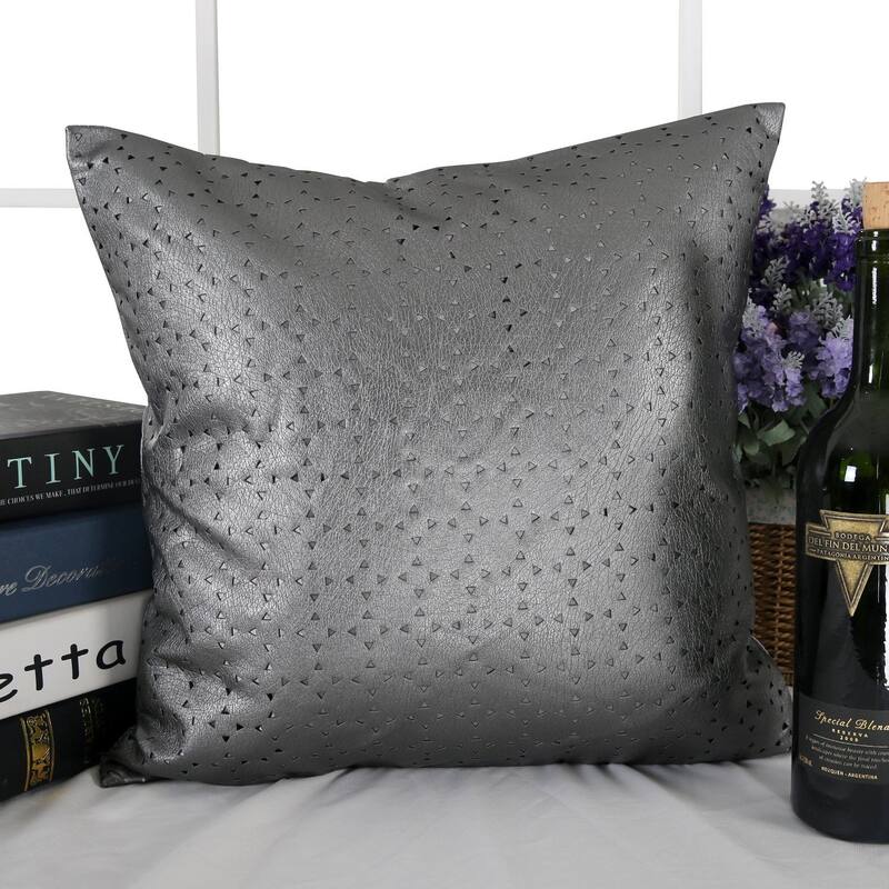 Deconovo Decorative Throw Pillow Covers Faux Leather - 2PC-18 x 18 Inch - Grey