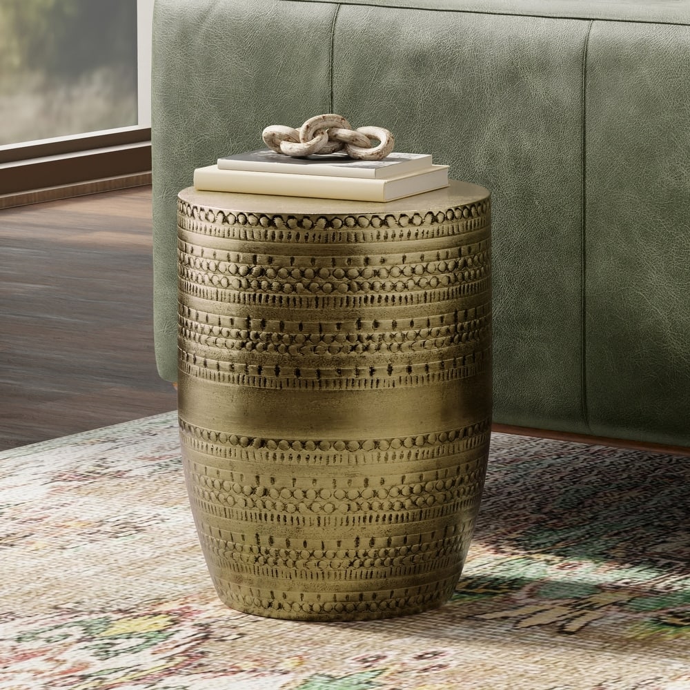WYNDENHALL Jean 15" Wide Tribal Pattern Metal Accent Table & Assembled - 15"w x 15" d x 20" h