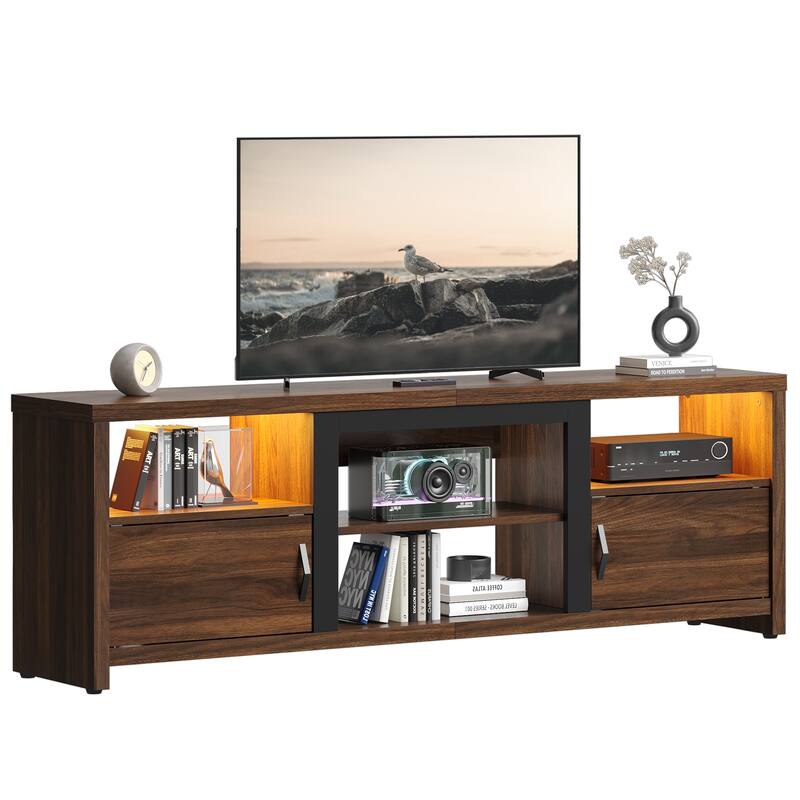 70" TV Stand Modern Entertaintment Center TV Console for 75" TVs with LED Lights - 71 inches