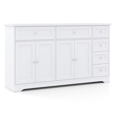 Modern Buffet Sideboard with Storage Cabinets and Drawers White Wooden Credenza for Dining Room Living Room or Kitchen
