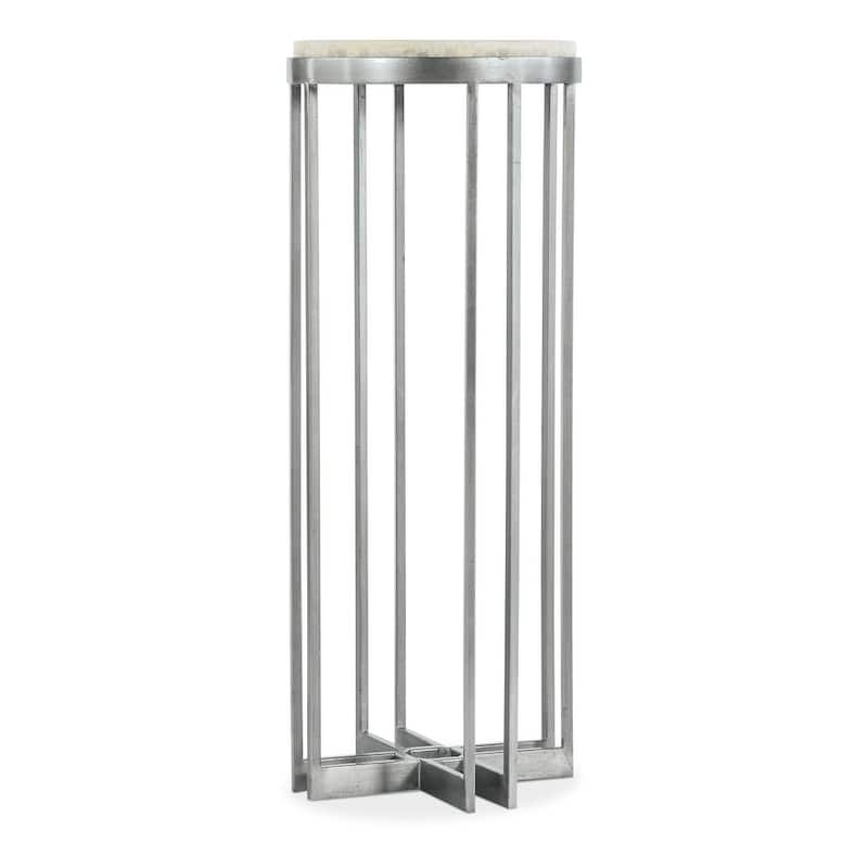 Hooker Furniture 5934-50003-00 Melange 14" Diameter Onyx Top Steel - Pewter / White Onyx