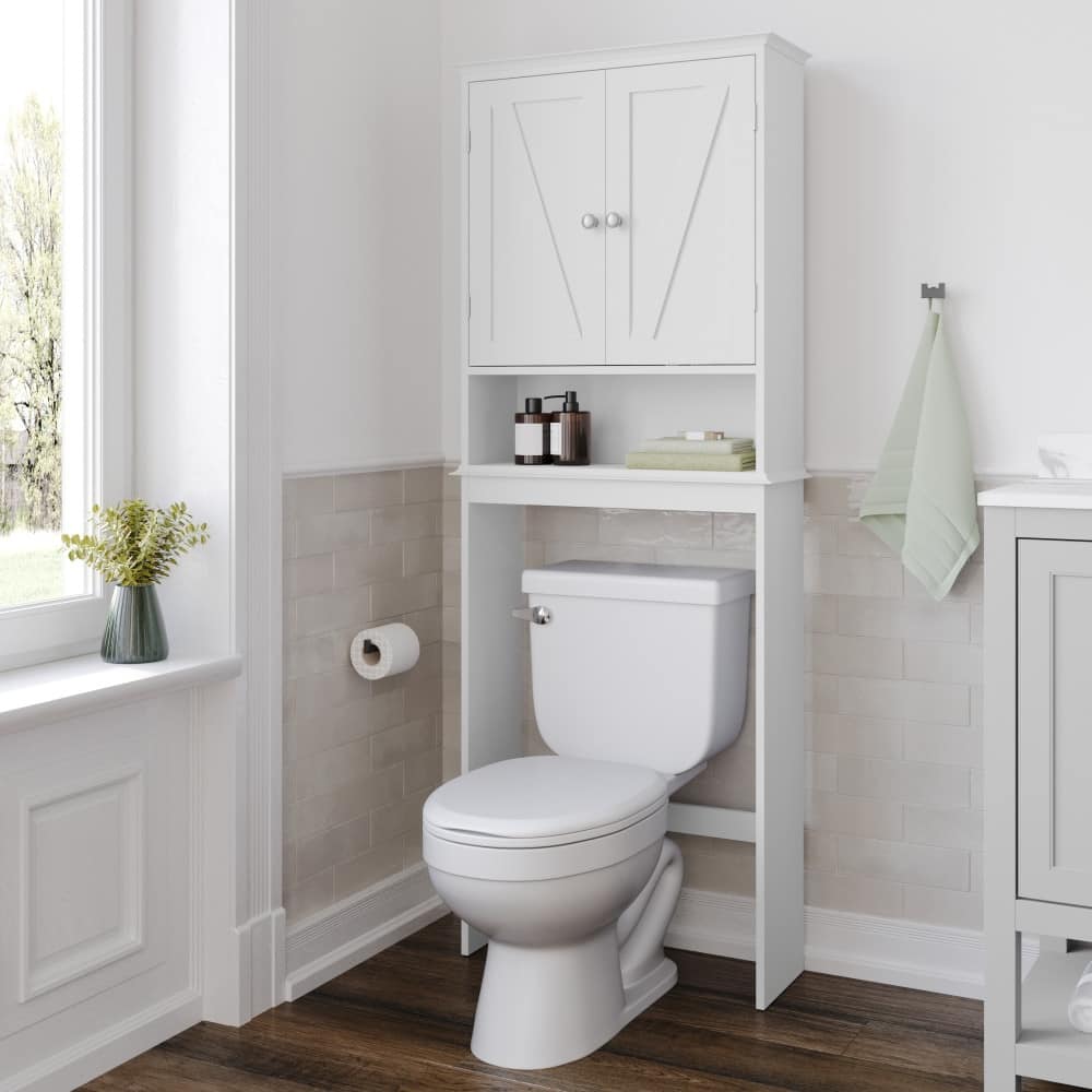 Farmhouse Over the Toilet Cabinet with Shelves and Magnetic Closure Doors