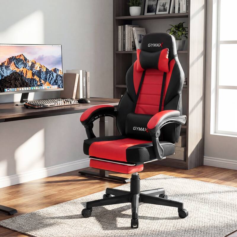 Gymax Gaming Chair w/ Headrest Reclining Backrest Lumber Support