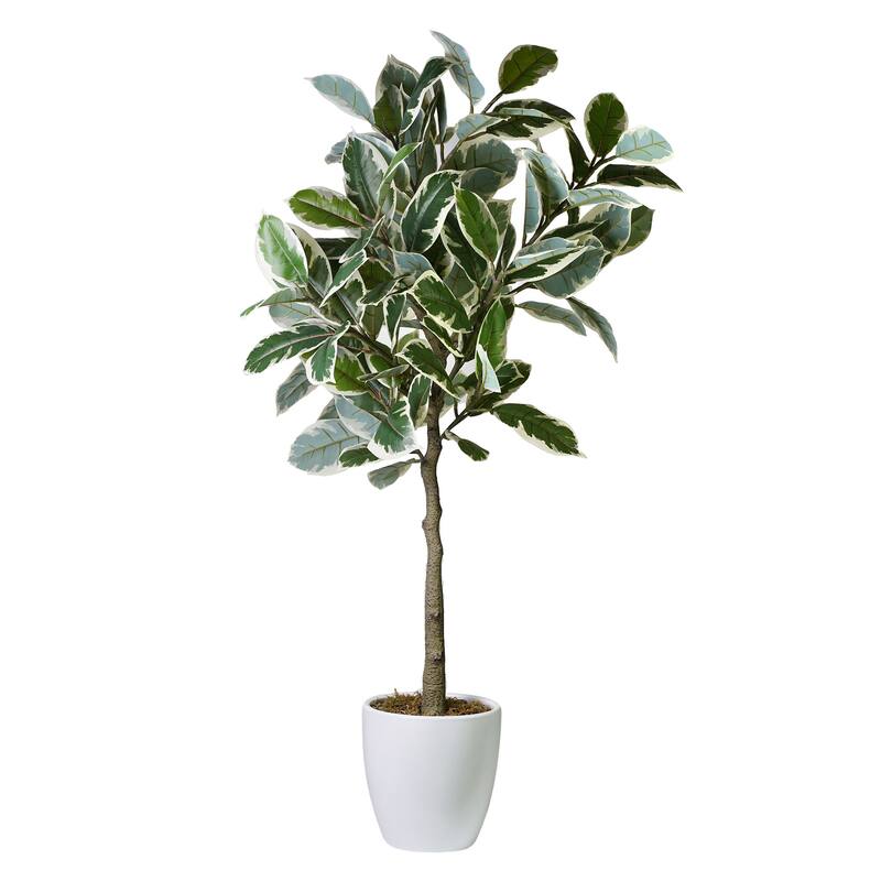 American Art Decor Artificial Faux Tree in White Tapered Ceramic Pot