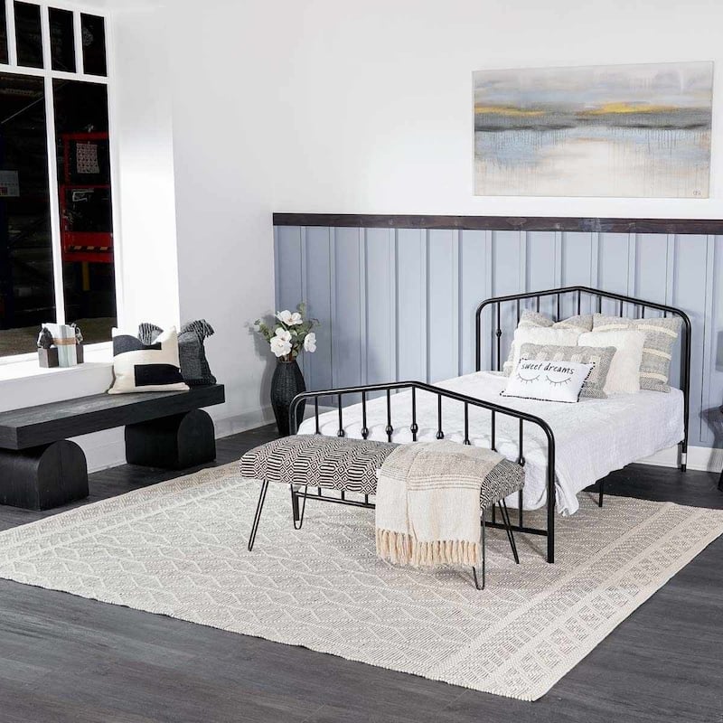Hauteloom Carolina Wool Living Room, Bedroom Area Rug - Black, White - 10' x 14'
