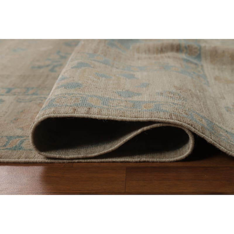 Vegetable Dye Oushak Turkish Rug Hand-Knotted Transitional Wool Carpet - 7'11"x 9'7"