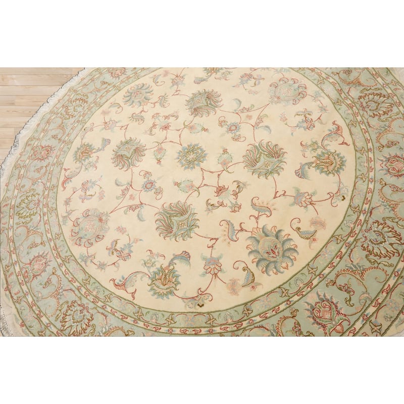 6'6''x6'6'' Hand Knotted Wool Ivory Round Traditional 300 KPSI Rug - 6' 6'' x 6' 6''-Round