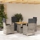 preview thumbnail 11 of 75, vidaXL Patio Dining Set with Cushions Outdoor Seating Gray Poly Rattan Gray 5pcs 22.4" x 24" x 36.6"- type1