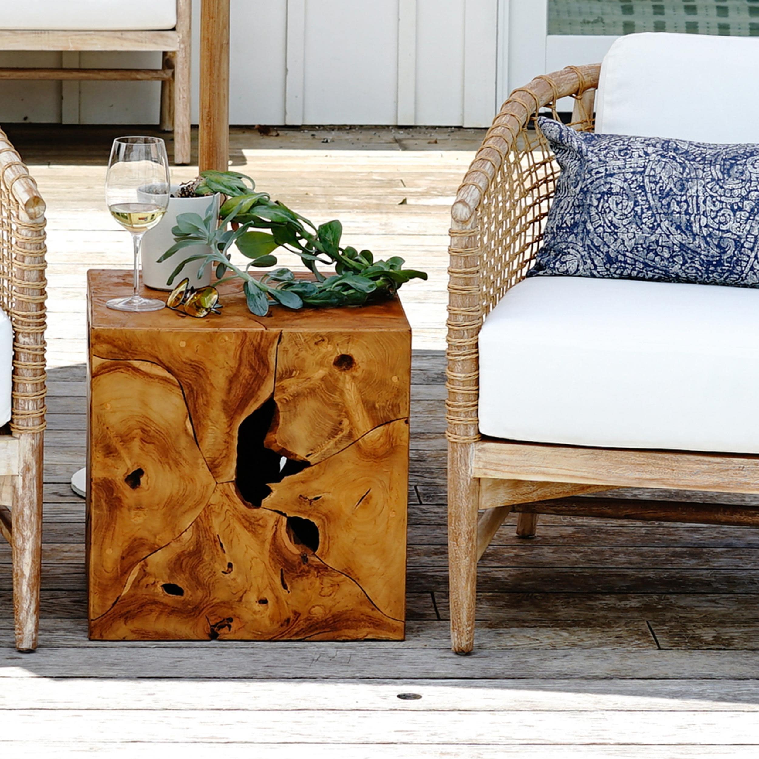 Shop Decorative Teak Root Outdoor Side Table Overstock 31414860
