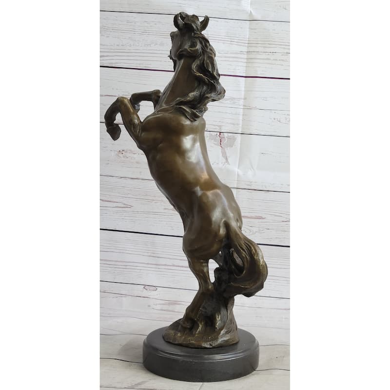 Hot Cast Bronze Rearing Stallion Horse Bronco Western Decor Signed Art Sculpture Statue