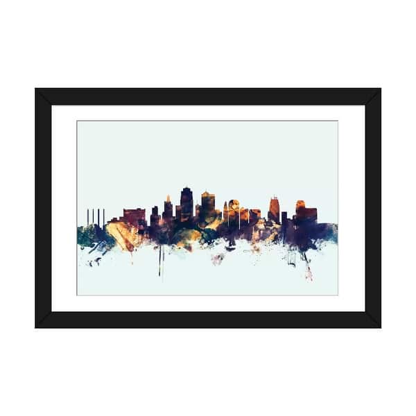 slide 2 of 20, iCanvas "Kansas City, Missouri, USA On Blue" by Michael Tompsett Black - 24x32x1
