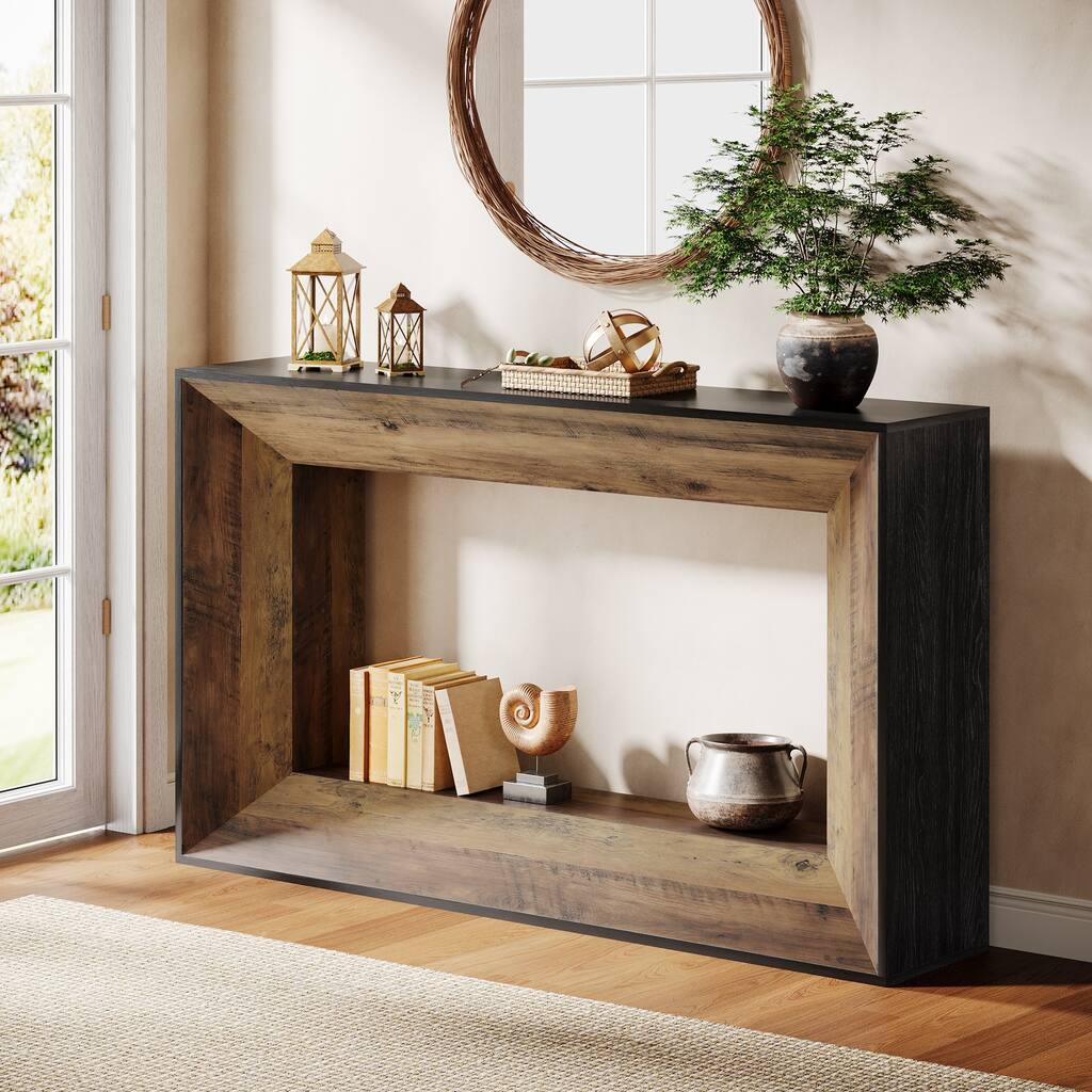 2-tier Farmhouse Console Sofa Table for Entryway Living Room
