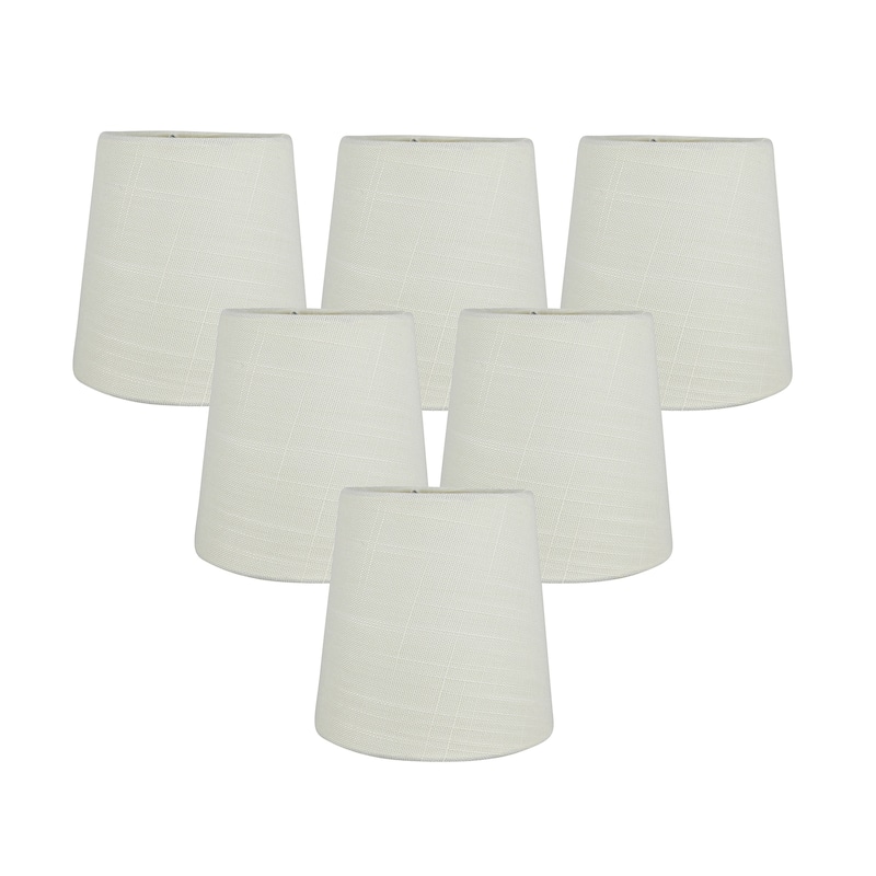 MERIVILLE Linen Clip On Chandelier Lamp Shades, 4-inch by 5-inch by 5-inch - Set of 6 - Eggshell