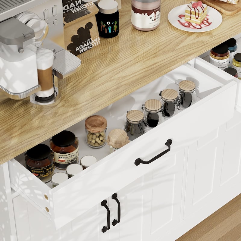 55.9" Farmhouse Buffet Sideboard Cabinet with 2 Drawers and 4 Doors, Large Storage Cupboard for Dining Room, Kitchen