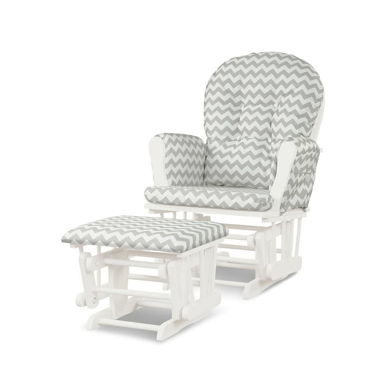 Solid Wood Gliding Chair Set with Storage Pockets and Ottoman for Relaxing - 29.5" x 28.5" x 39.5" (L x W x H)