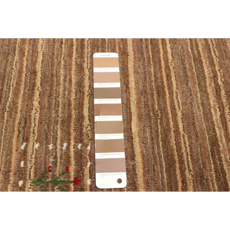 ECARPETGALLERY Hand Loomed Kashkuli Gabbeh Brown Wool Rug - 3'2 x 4'9