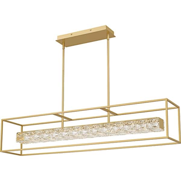 slide 2 of 10, Dazzle Integrated LED Soft Gold Linear Chandelier