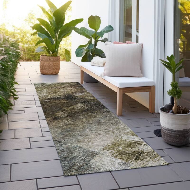 Machine Washable Indoor/ Outdoor Chantille Abstract Watercolor Rug