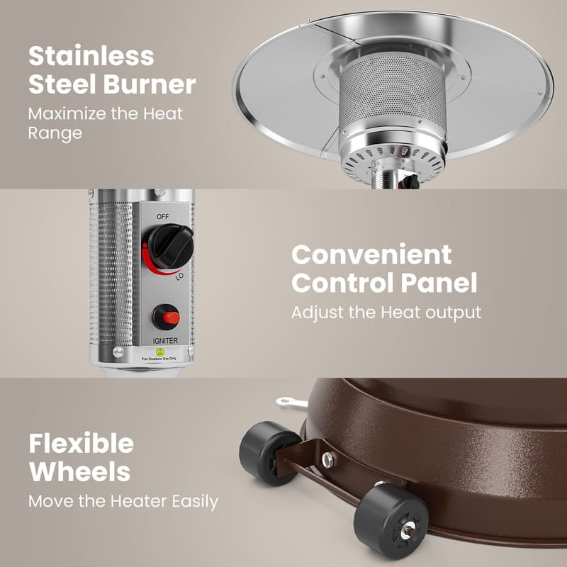 48000 BTU Propane Standing Patio Heater with Cover - N/A