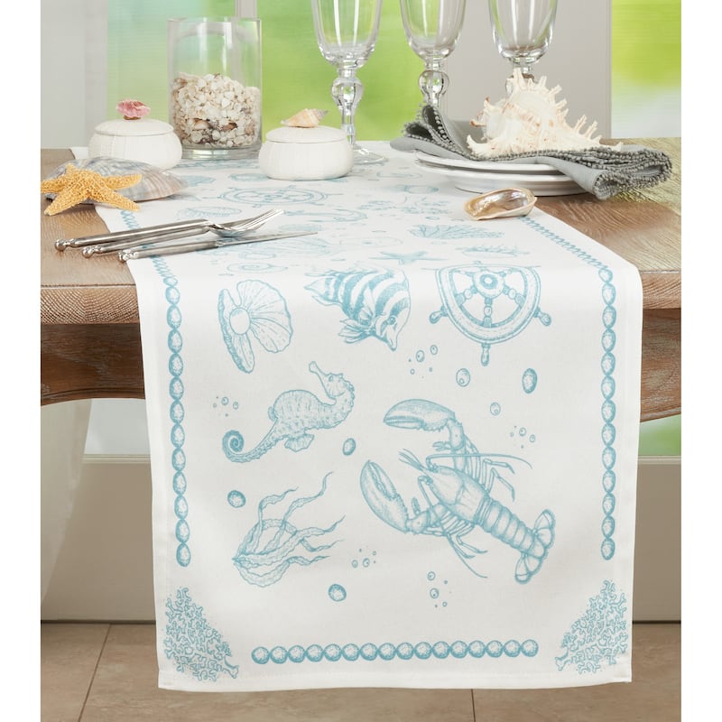 Sea Life Design Long Table Runner - 16"x72"