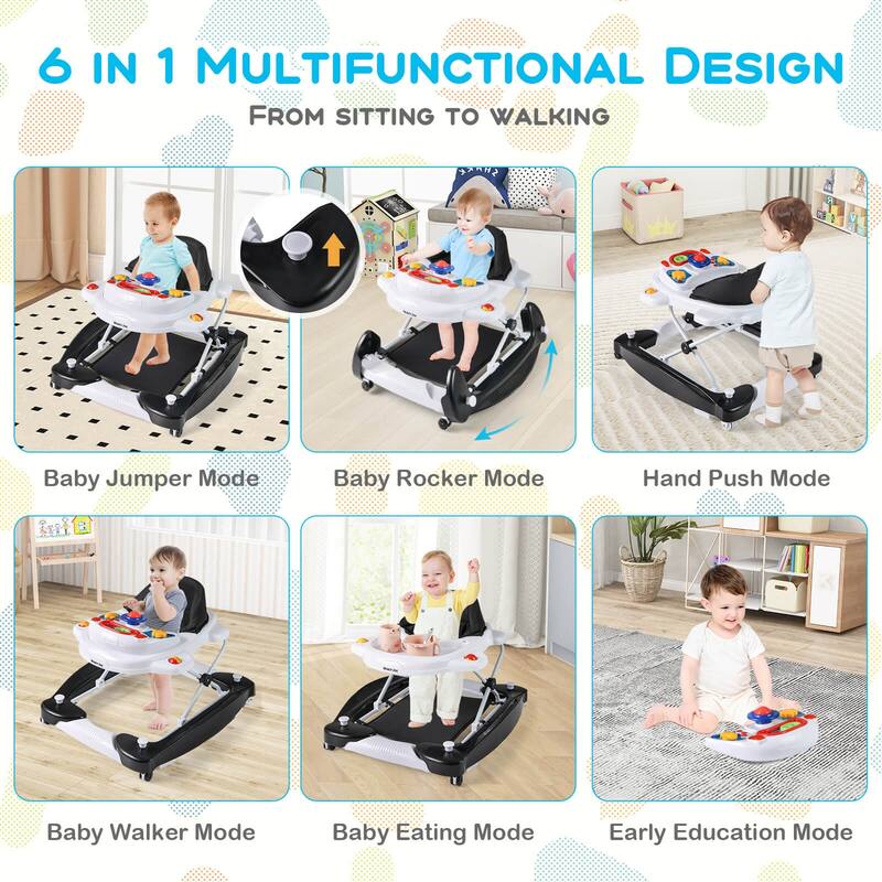 Costway 6 in 1 Baby Walker Adjustable Toddler Walker & Activity Center - See Details