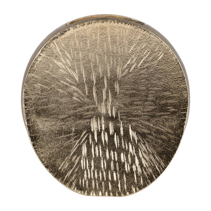 Metal Etched Textured Surface Oval Vase - Gold, 8"